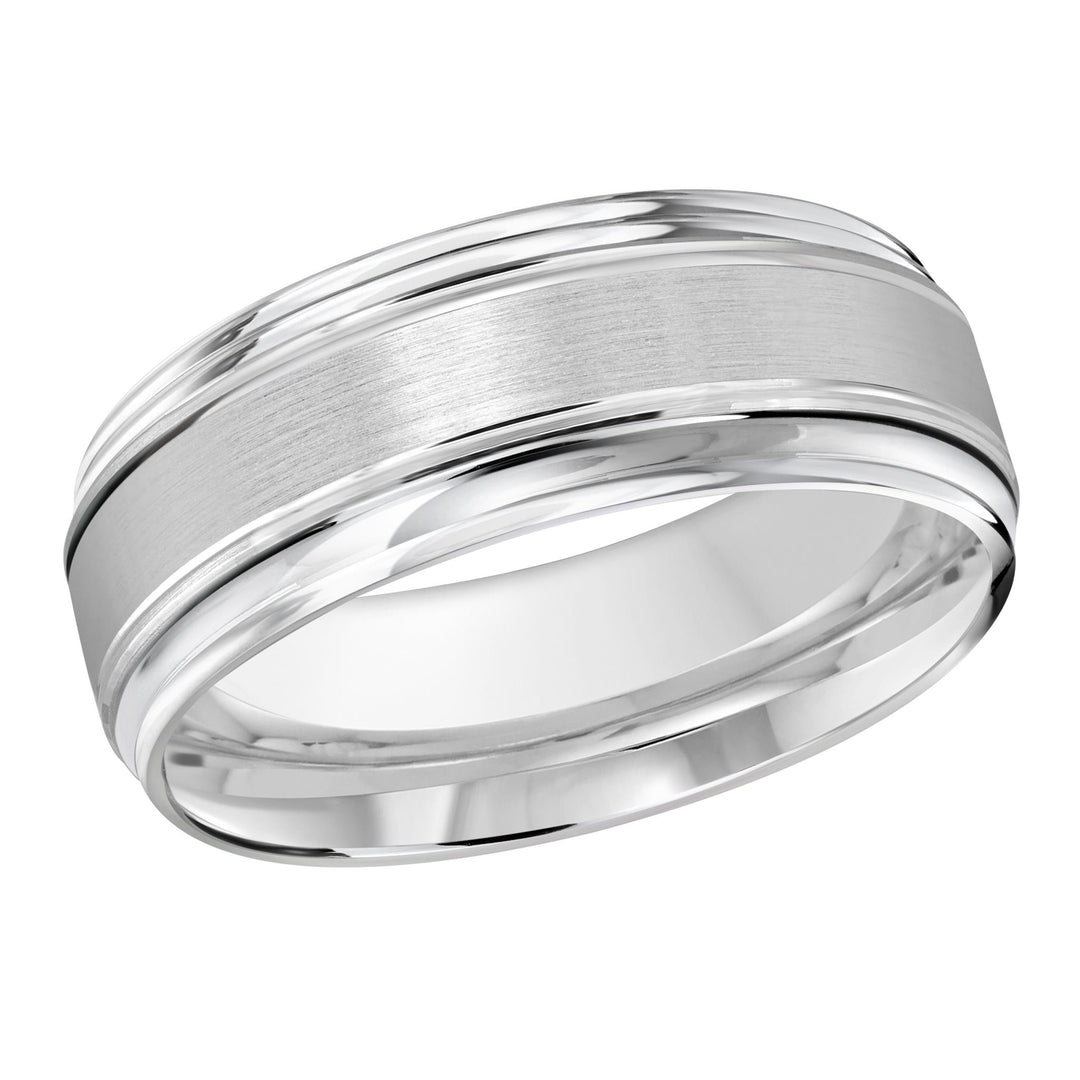 Men's 10K White Gold Flat Band with Satin Finish