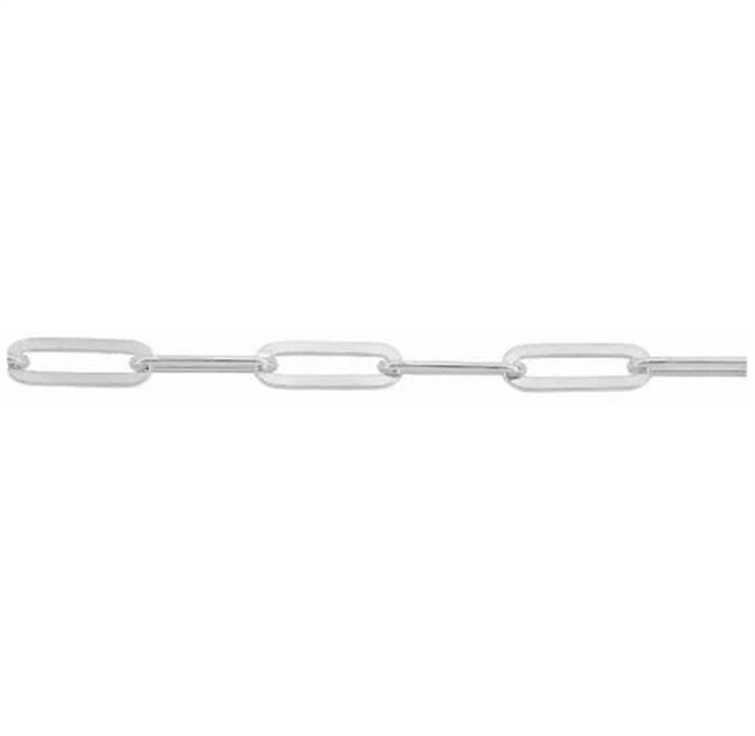 White Sterling Silver Paperclip Bracelet 
Top Width: 4.5mm
Length: 7