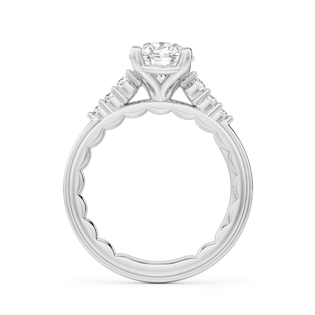 White Gold Side Stones Diamond Engagement Ring Semi-Mount
Fits Centre