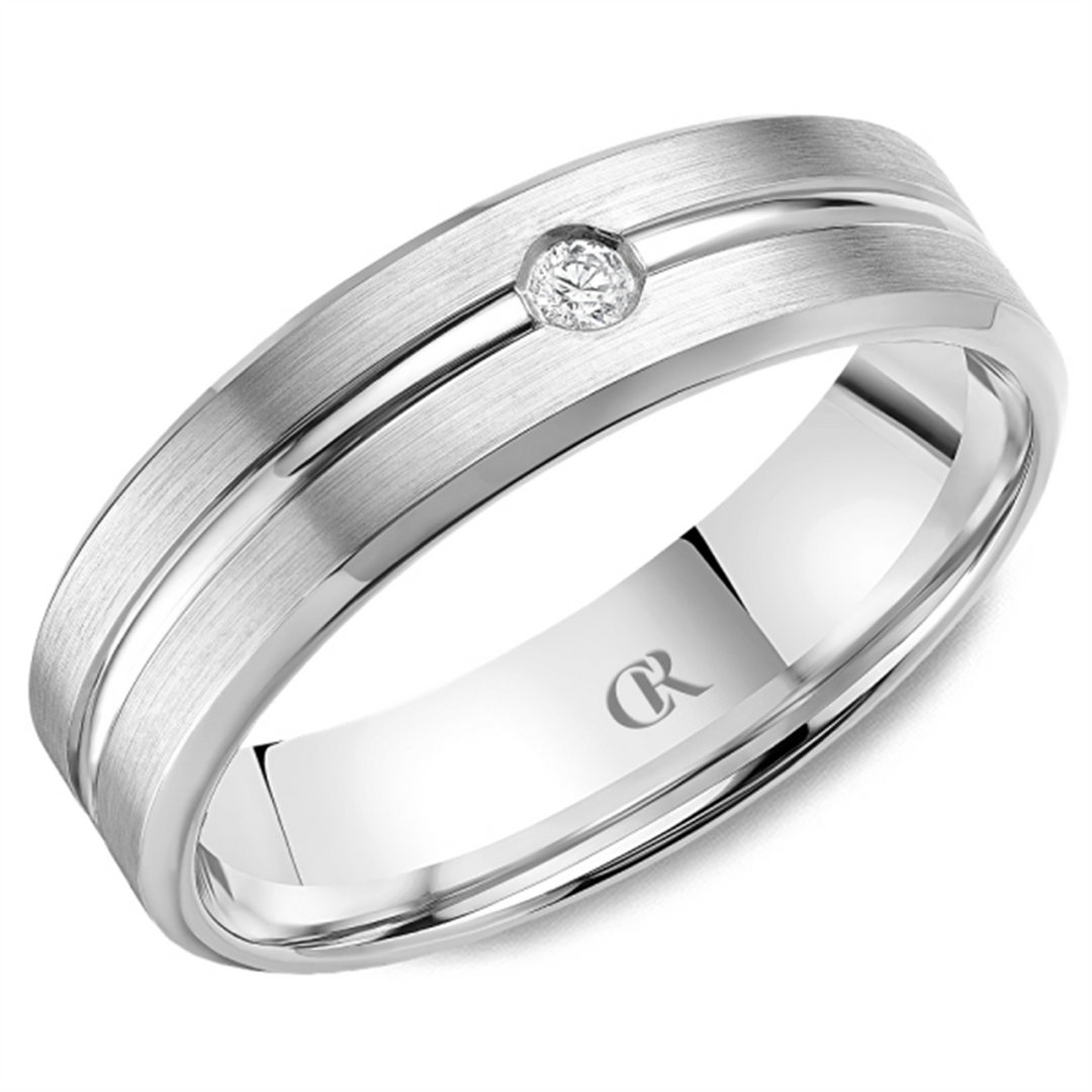 Men's White Gold Bevel Diamond Band 
Total Diamonds: 0.05cttw
Top Wi