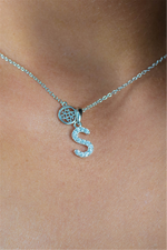 Load image into Gallery viewer, White Sterling Silver Initial &quot;S&quot; Polished Pendant Necklace

PENDANT
