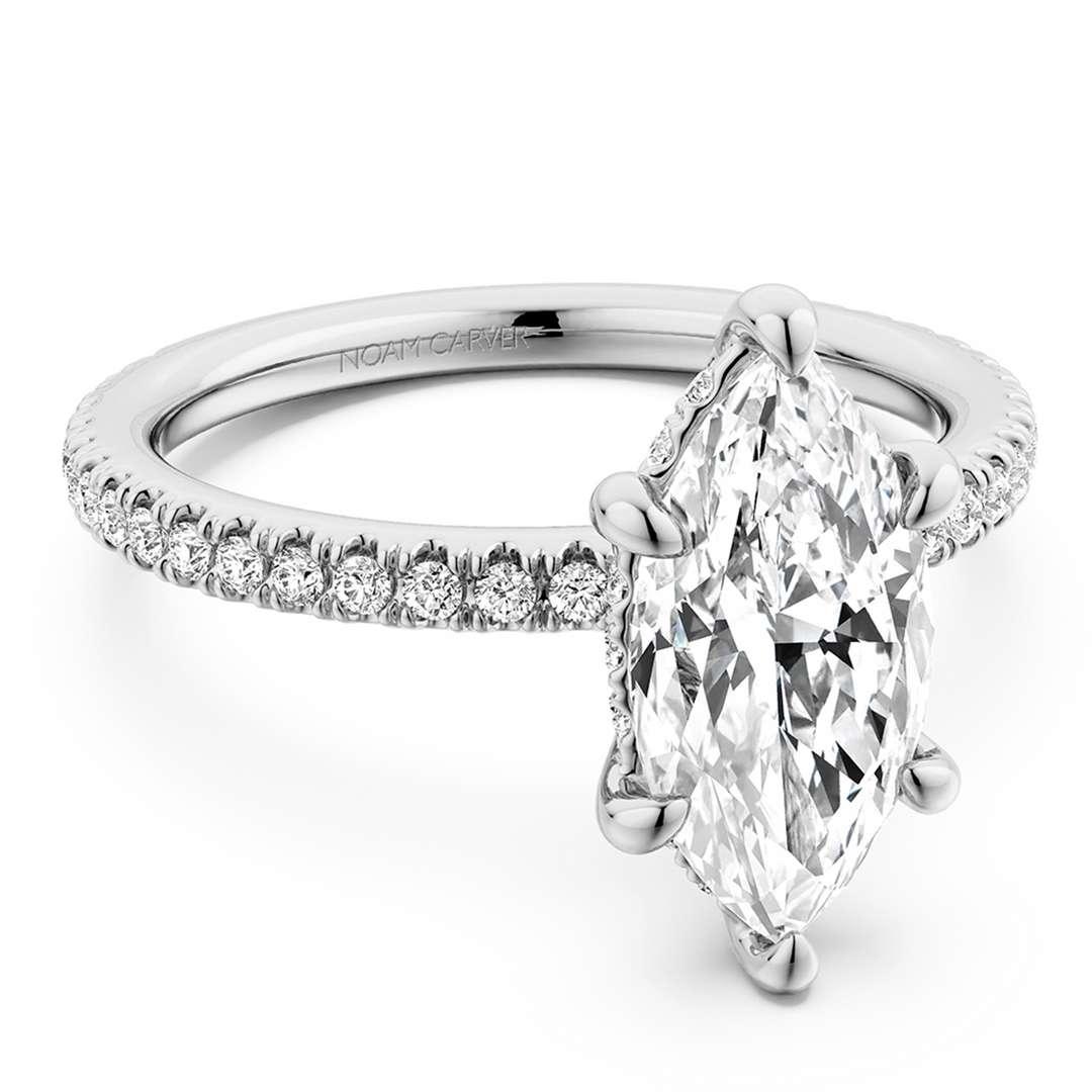 White Gold Side Stones Diamond Engagement Ring Semi-Mount
Fits Centre