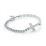 Load image into Gallery viewer, Steel Stainless Cross Round Box Bracelet and Pearl Bracelet 
Length:
