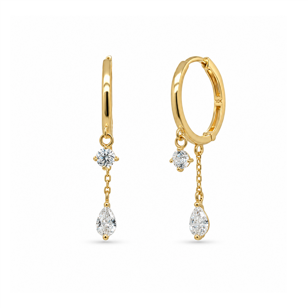 10K Yellow Gold Round Drop CZ Huggie Earrings
 
Dimensions: 13mm x 1