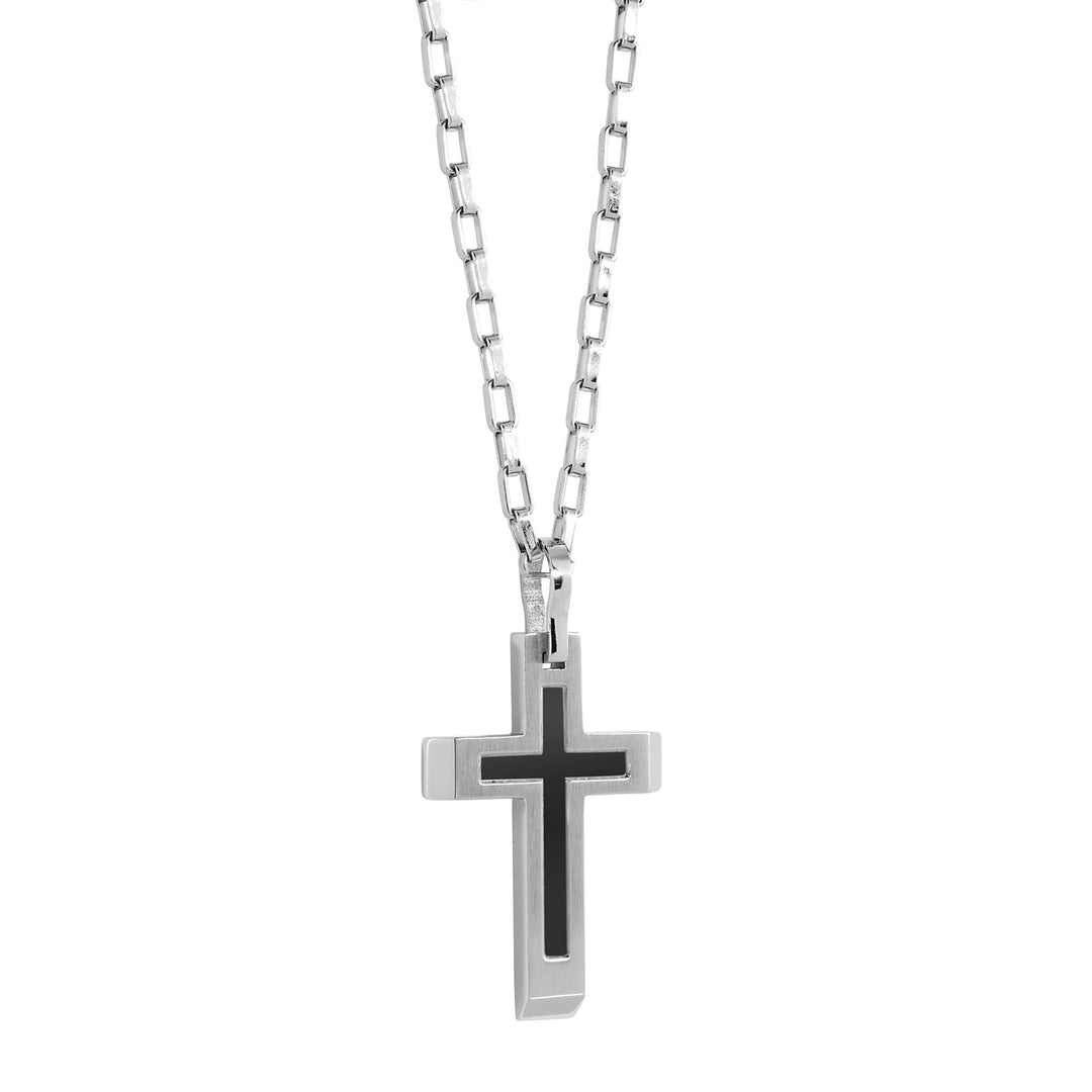 Matte' Stainless Steel Cross Necklace