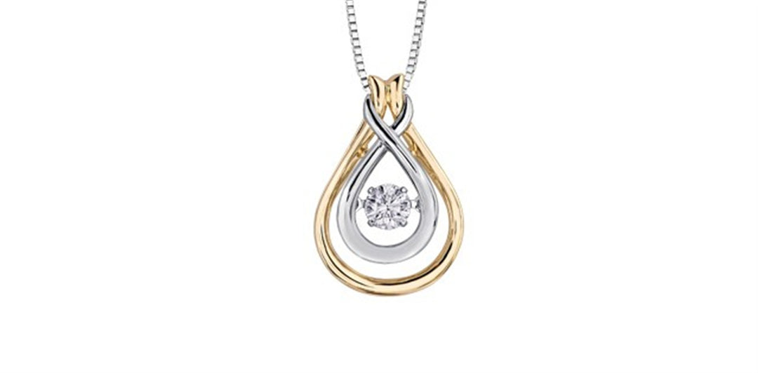10K Yellow & White Gold Diamond Infinity Polished Dancing Stone Pendan