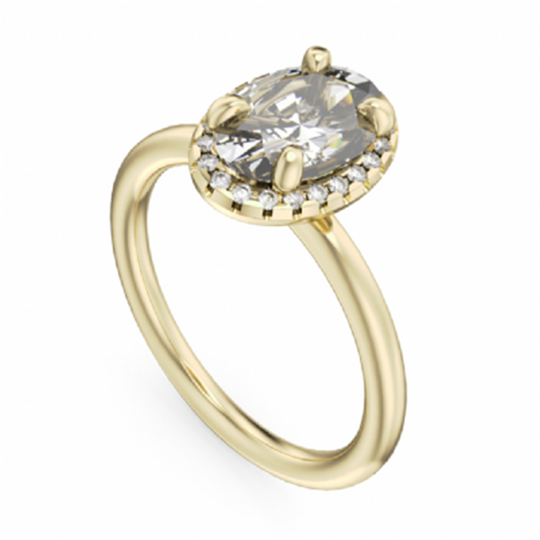 Yellow Gold Hidden Halo Diamond Semi-Mount