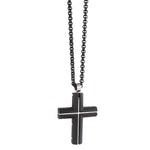 Load image into Gallery viewer, Matte&#39; Black Stainless Steel Cross Necklace
