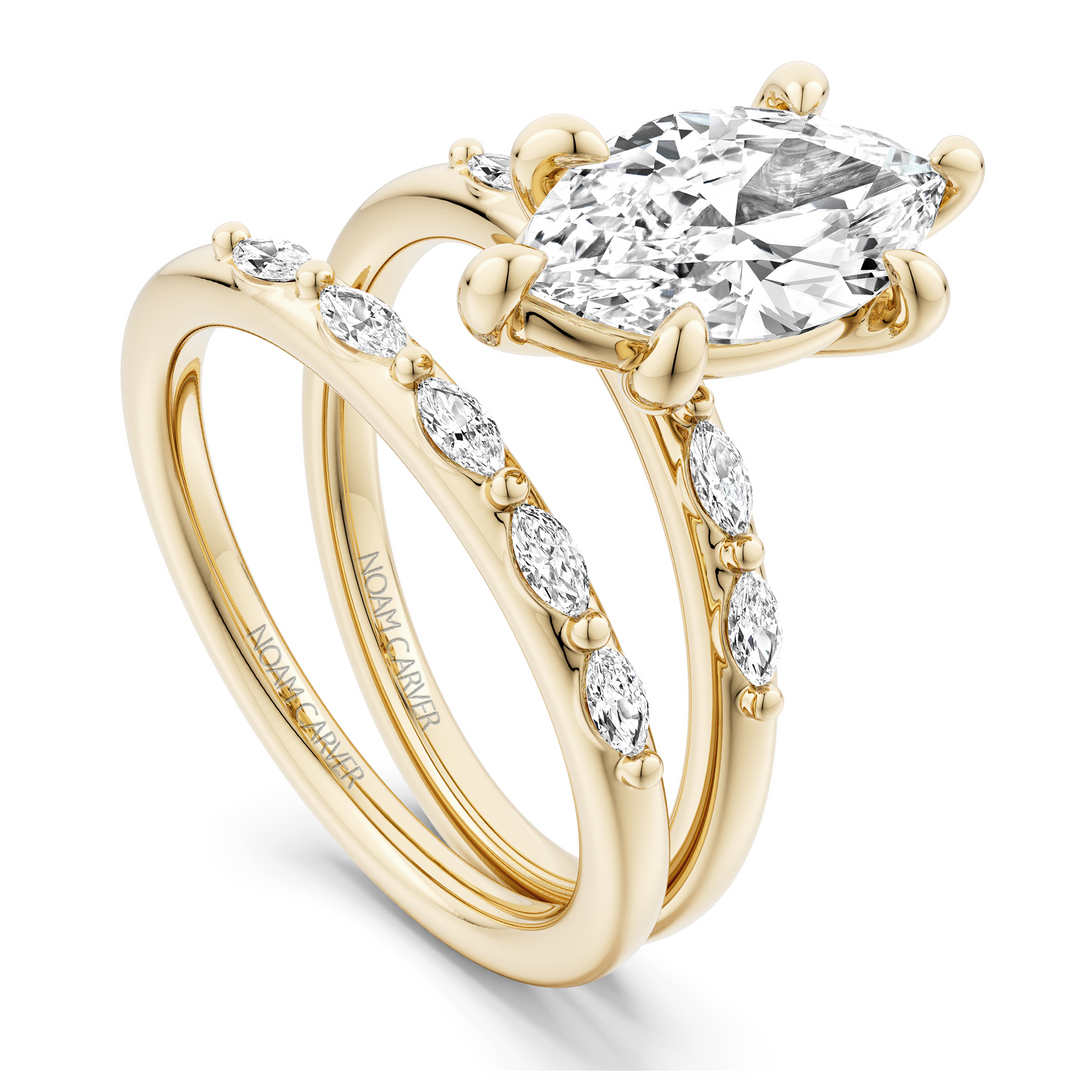 Yellow Gold Side Stones Diamond Engagement Ring Semi-Mount
Fits Centr