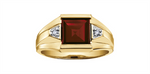 Load image into Gallery viewer, Men&#39;s 10K Yellow Gold Signet Garnet and Diamonds Ring
