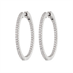 Load image into Gallery viewer, White Sterling Silver Cubic Zirconium Polished Medium Hoop Earrings
E