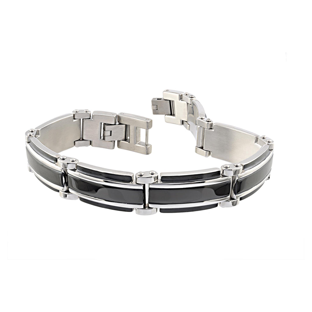 Black Stainless Steel Fancy Link Bracelet 
Length: 8" + 0.5"