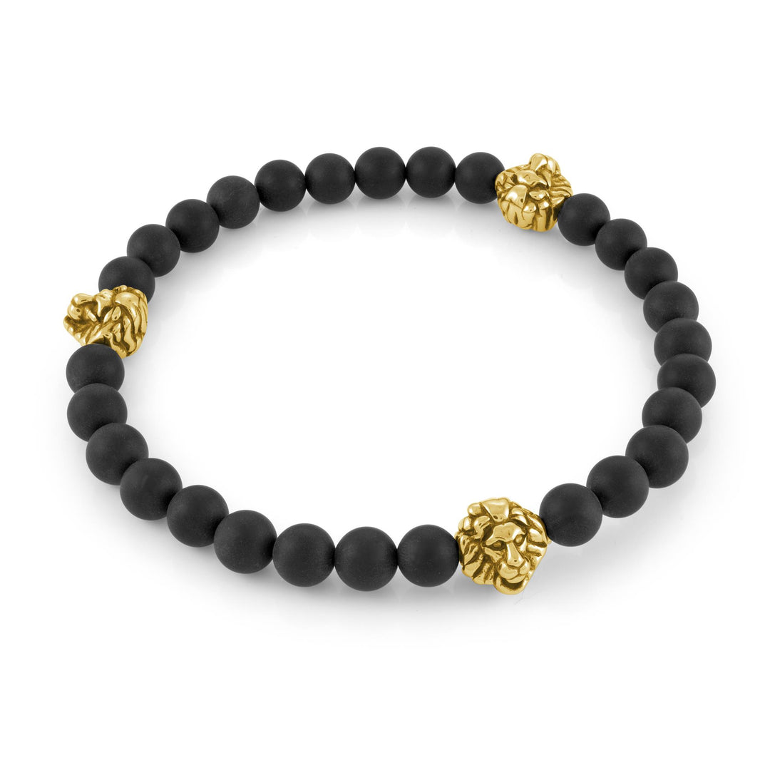 Black Onyx Stainless Steel Lion 
Length: 7.75"