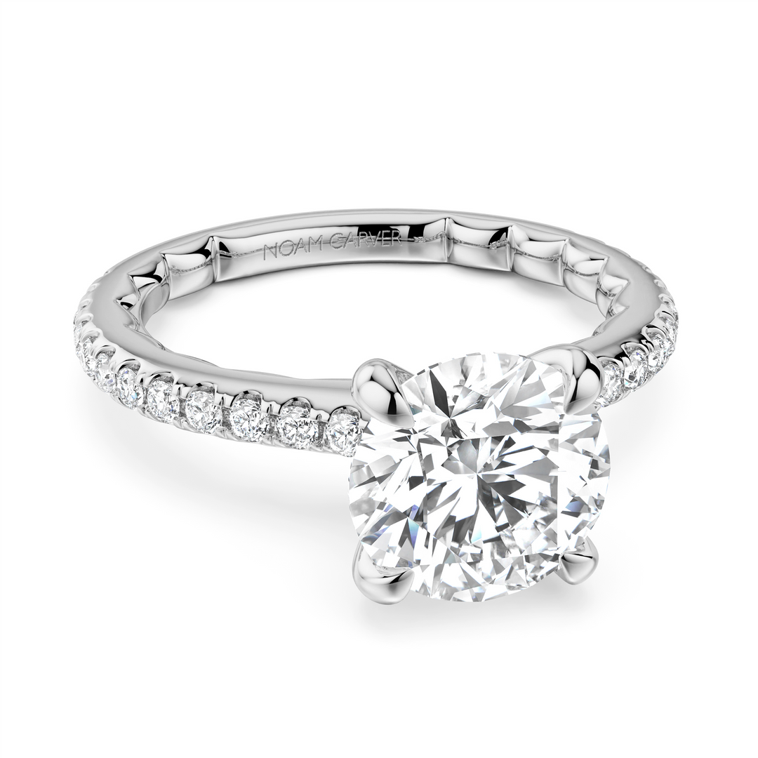 White Gold Side Stones Diamond Engagement Ring Semi-Mount
Fits Centre