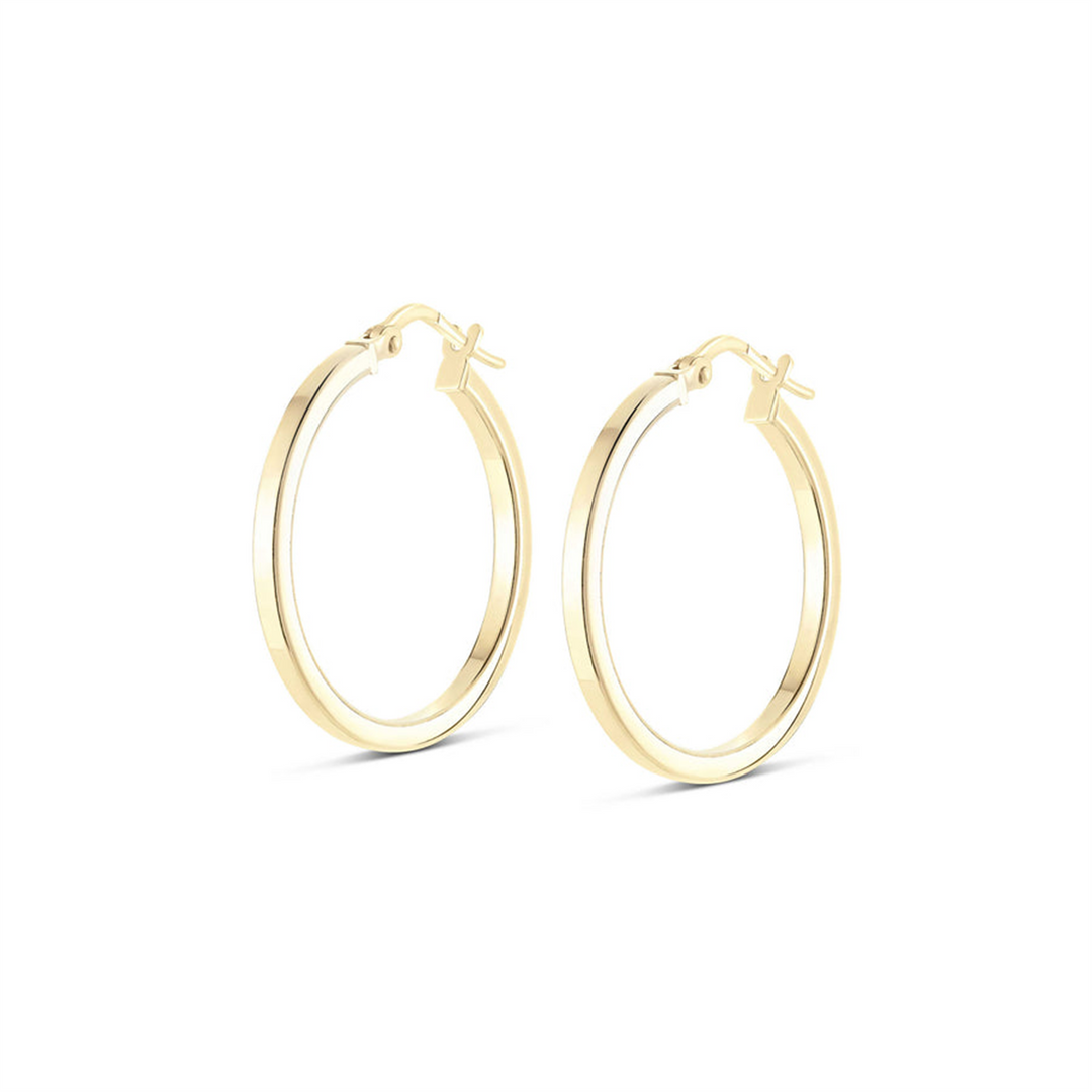 Yellow Sterling Silver Square Edge Polished Small Hoop Earrings
Earri