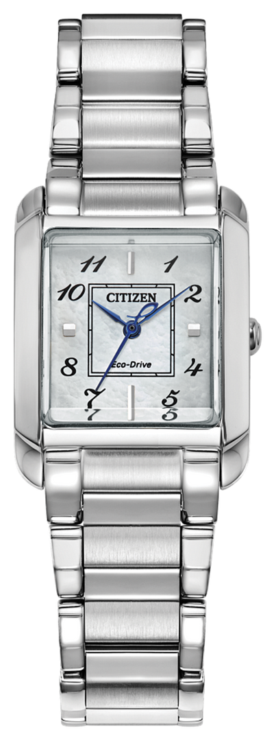 CITIZEN Lady's Stainless Steel Eco-Drive Dress Watch with White Mother of Pearl Dial