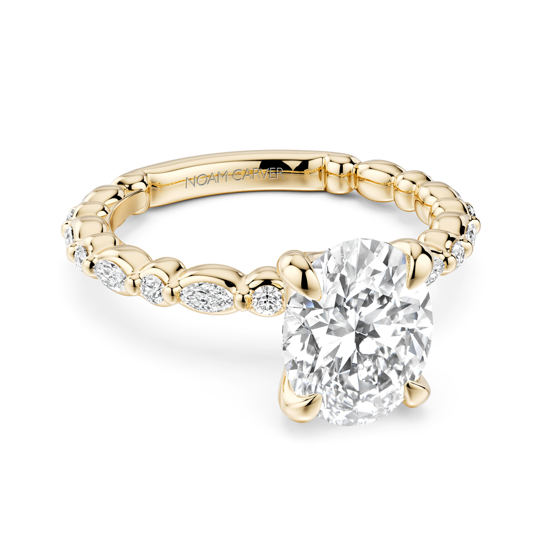 Yellow Gold Side Stones Diamond Engagement Ring Semi-Mount
Fits Centr