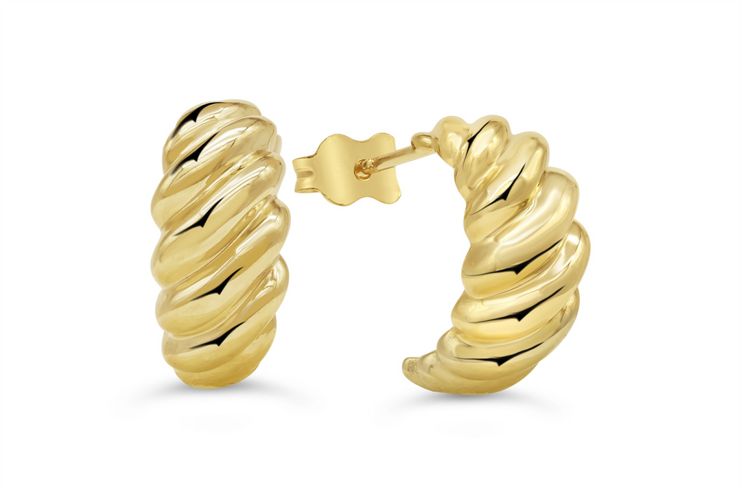 10K Yellow Gold Croissant Polished Stud Earrings
 
Dimensions: 14.5m