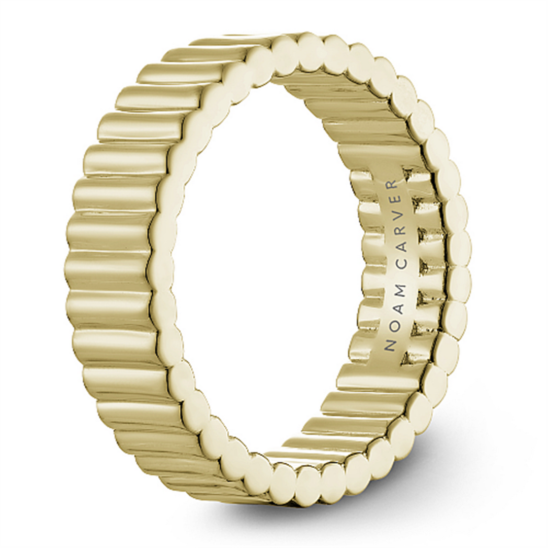 Men's Yellow Gold Carved Band with Polished Finish 
Top Width: 6.5 mm