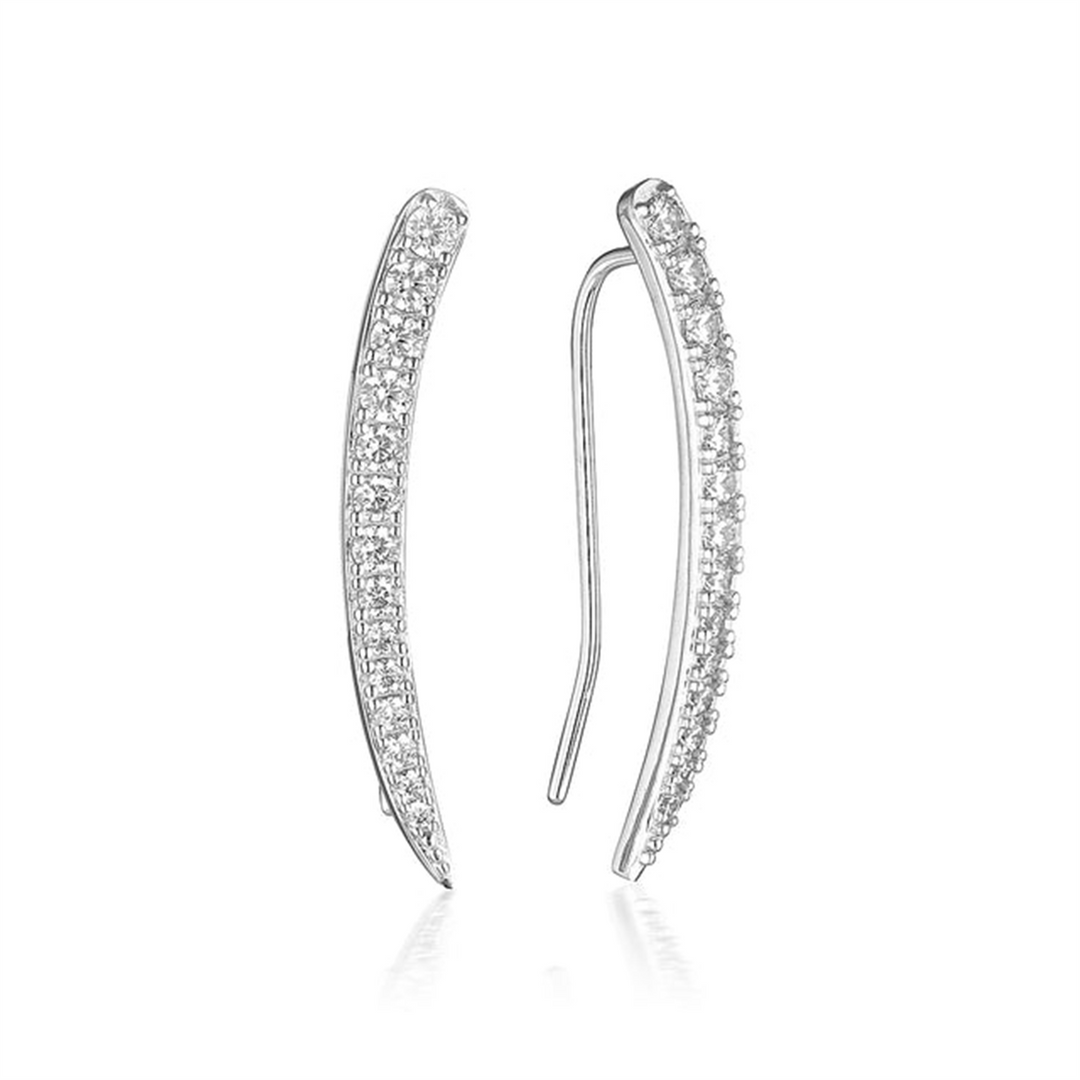 White Sterling Silver Cubic Zirconium Polished Climber Earrings
Earri