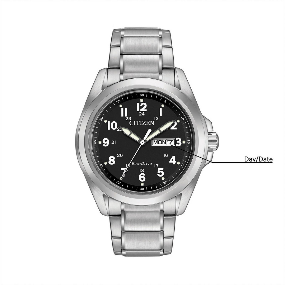 CITIZEN Men's Stainless Steel Eco-Drive Dress Watch with Black Dial