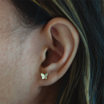 Load image into Gallery viewer, 10K Yellow Gold Butterfly Stud Earrings with CZ 
 
Dimensions: 5.3mm