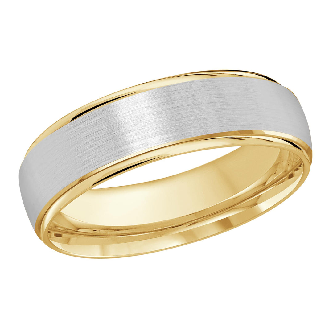 Men's 10K Yellow & White Gold Domed Band with Satin Finish