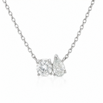 Load image into Gallery viewer, White Sterling Silver Toi et Moi Lab Diamonds Pendant Necklace

PEND