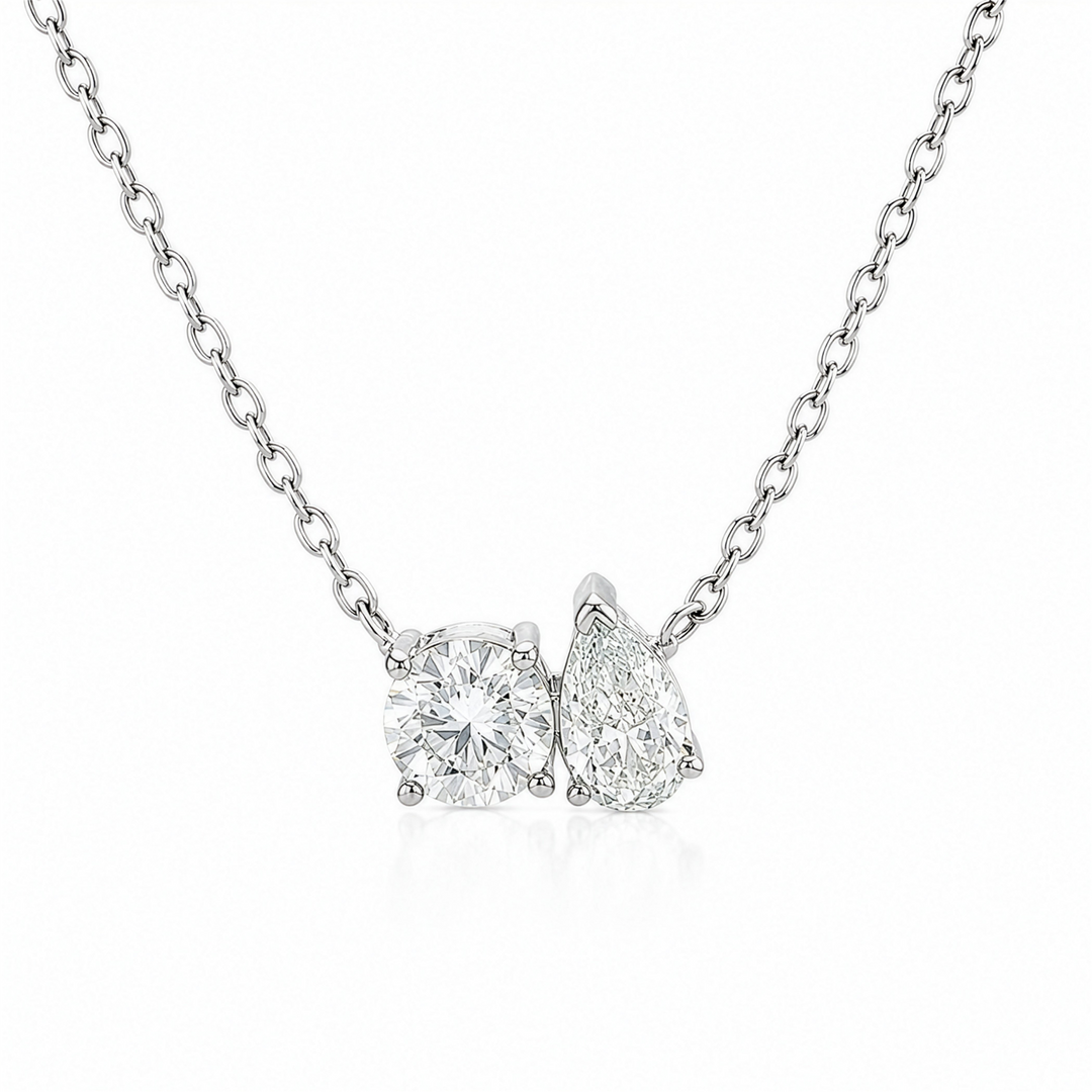 White Sterling Silver Toi et Moi Lab Diamonds Pendant Necklace

PEND