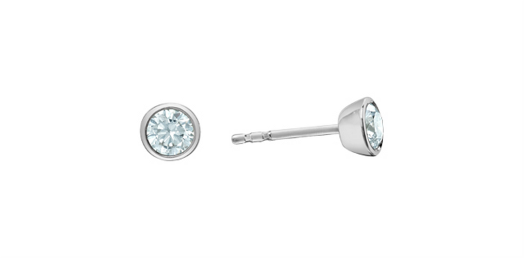 10K White Gold Bezel Set Round Lab Diamonds Stud Earrings
Total Diamo