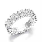 Load image into Gallery viewer, Lady&#39;s White Gold Prong Set Eternity Lab Diamonds Band
Diamond Shape: Emerald, Round
