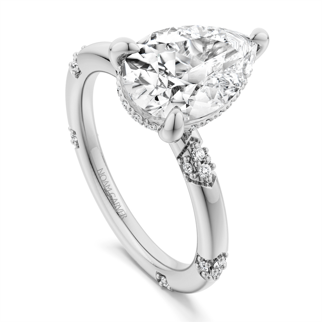 White Gold Side Stones Diamond Engagement Ring Semi-Mount
Fits Centre