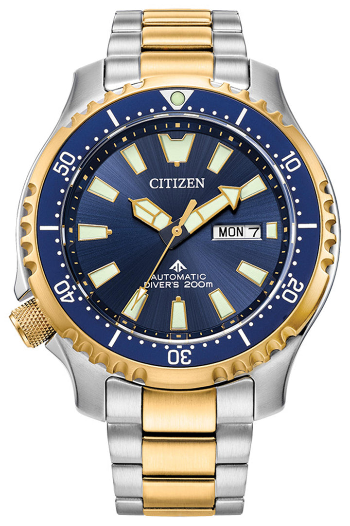 CITIZEN Men's Stainless Steel Automatic Divers Watch with Blue Dial