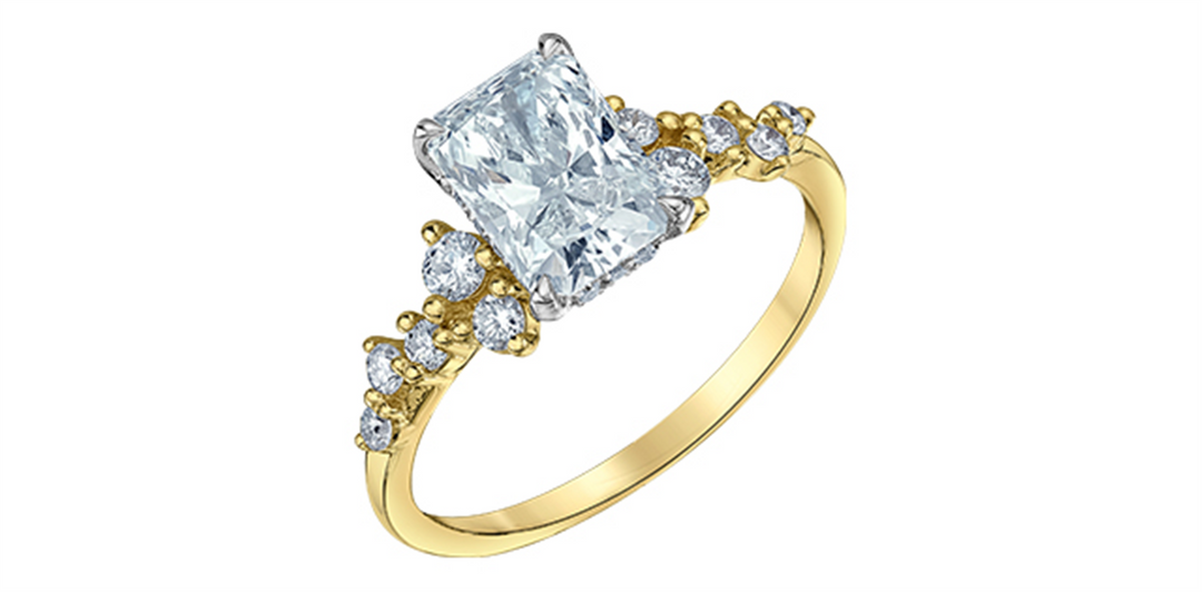 14K Yellow & White Gold Modern Radiant Lab Diamond Engagement Ring
Ce