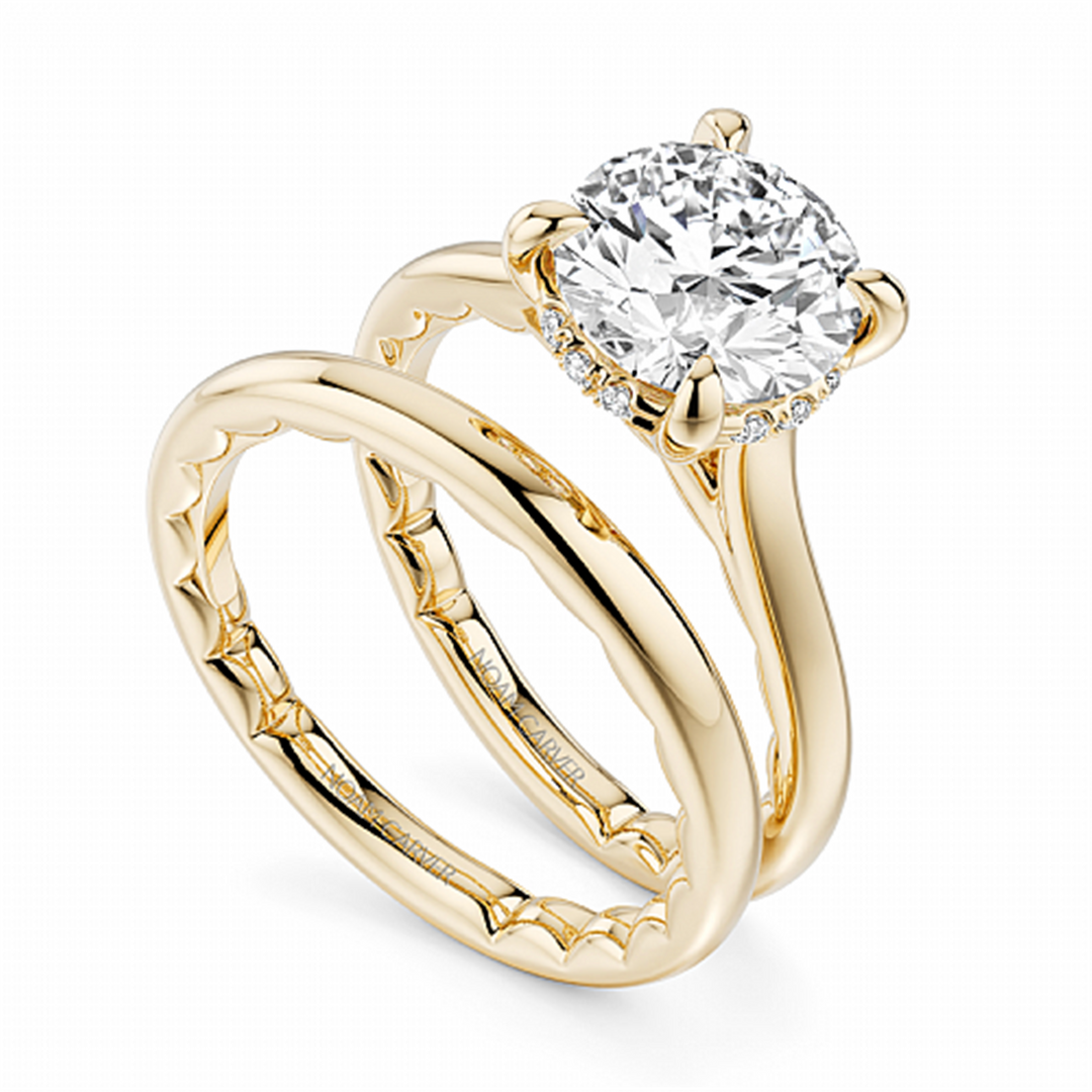Yellow Gold Hidden Halo Diamond Engagement Ring Semi-Mount
Fits Centr
