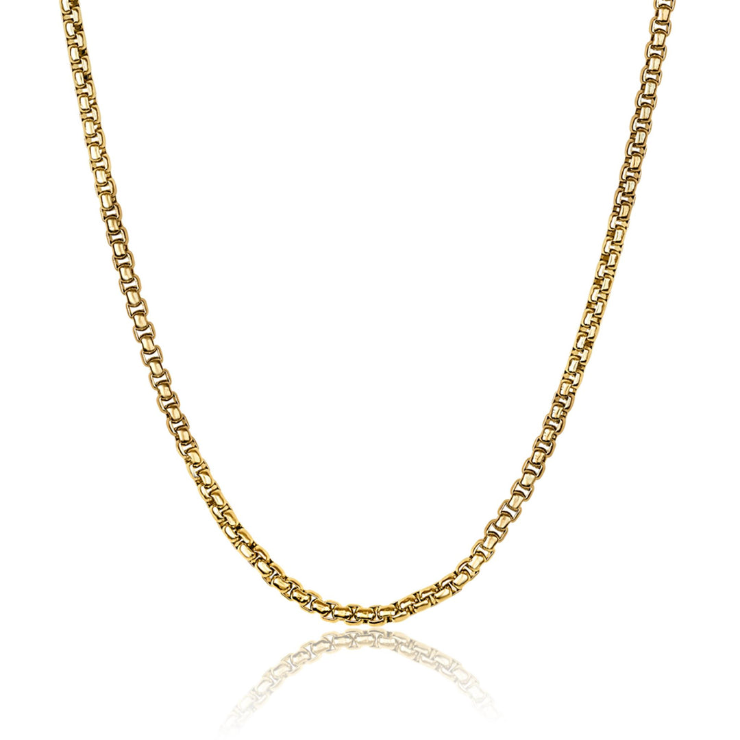 Gold Stainless Steel Round Box Chain 
Length: 20"