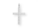 Load image into Gallery viewer, White Sterling Silver Polished Cubic Zirconium Cross Religious Pendant