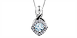 Load image into Gallery viewer, 10K White Gold Halo Polished Aqua Diamonds Pendant Necklace

PENDANT
