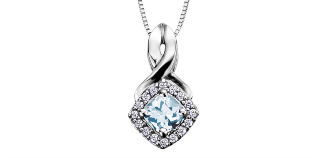 10K White Gold Halo Polished Aqua Diamonds Pendant Necklace

PENDANT