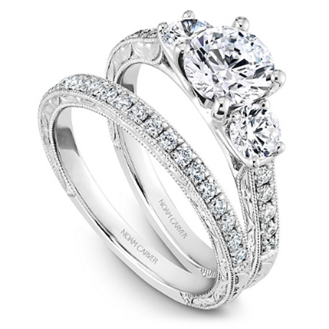 White Gold 3 Stone Diamond Semi-Mount