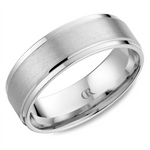 Load image into Gallery viewer, Men's White Gold Stepped Down Edges Band with Sandpaper Finish 
Top W