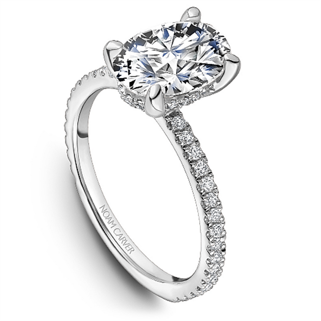 14K White Gold Side Stones Diamond Engagement Ring Semi-Mount
Fits Ce