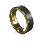 Load image into Gallery viewer, Gold Stainless Steel Matte&#39; Bevel Band Band with Carbon Fibre Inlay 
Width: 7mm
