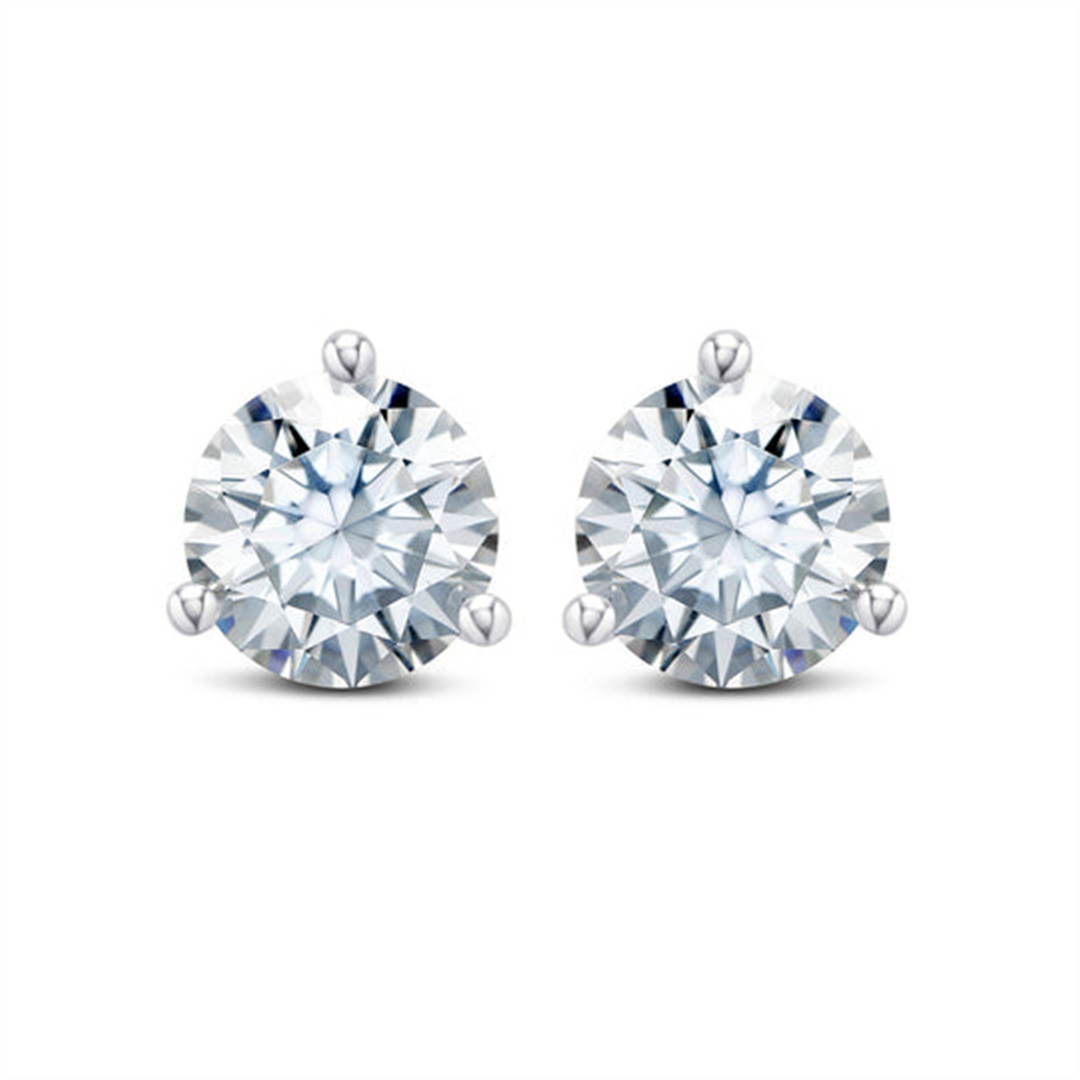 White Sterling Silver Cubic Zirconiums Round Polished Stud Earrings
E