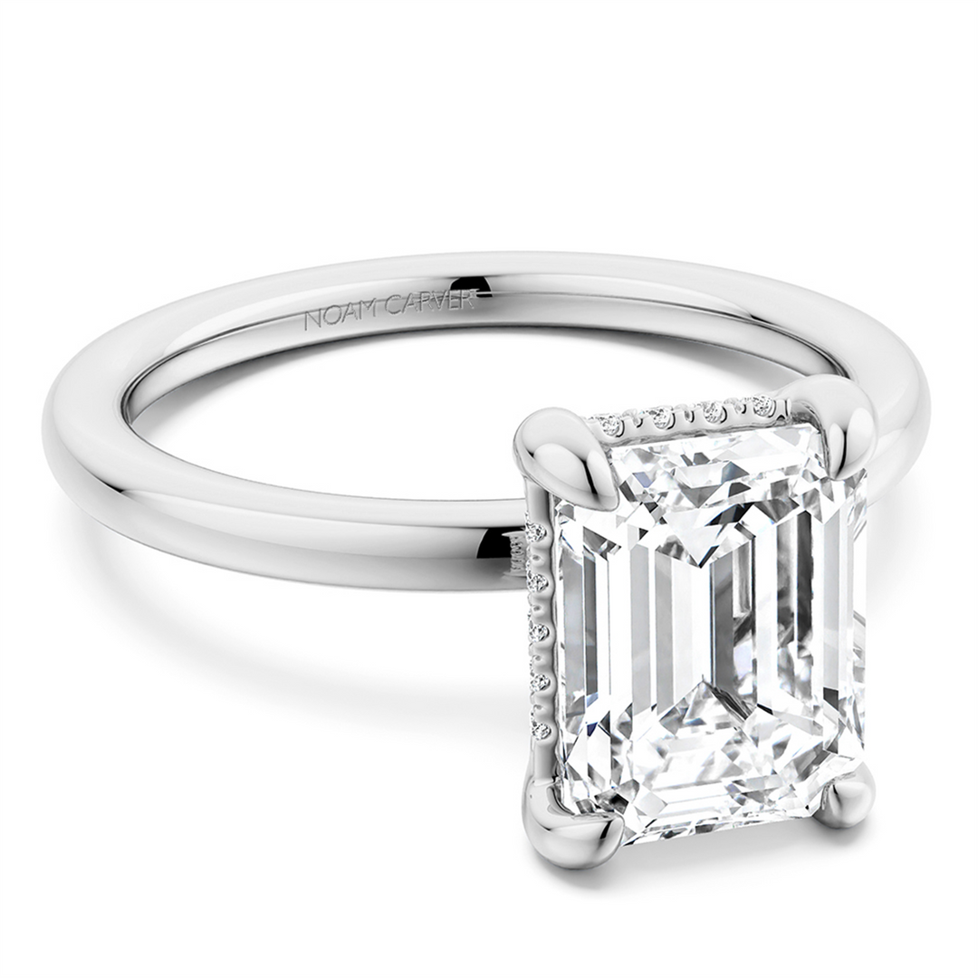 White Gold Hidden Halo Diamond Engagement Ring Semi-Mount
Fits Centre