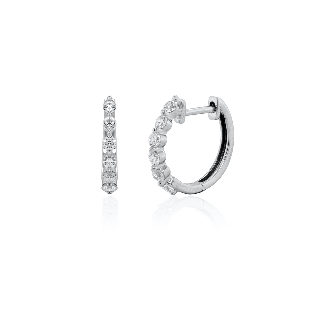 White Sterling Silver Lab Diamond Round Huggie Earrings
Earring Lengt