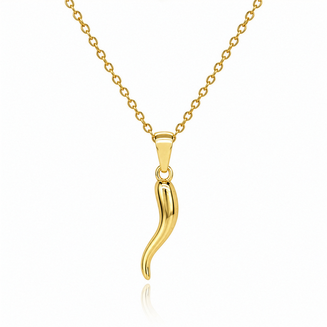 Yellow Gold Vermeil Sterling Silver Chilli Horn Pendant Necklace

PE