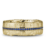 Load image into Gallery viewer, Men's Yellow Gold Raw Textured Diamond Band and Enamel Inlay 
Total D