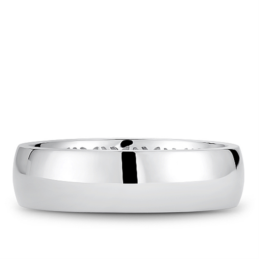 Men's White Gold Domed Band with Polished Finish