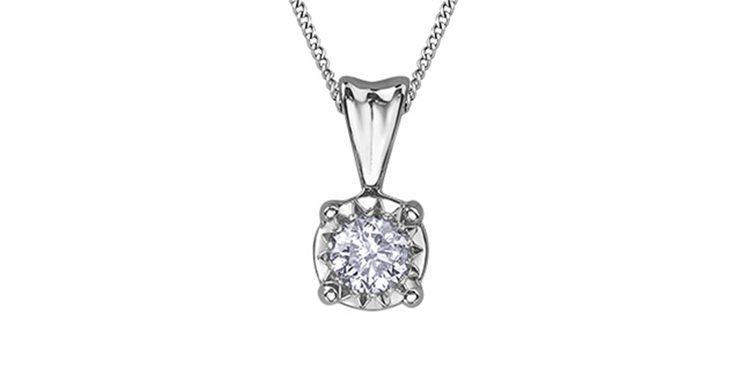 10K White Gold Diamond Pendant Necklace